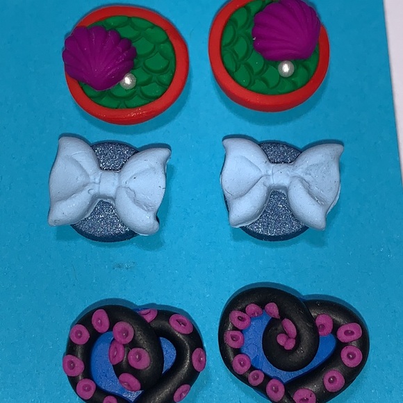 Little Mermaid Inspired Earring Set, Handmade, NWT - Picture 3 of 7